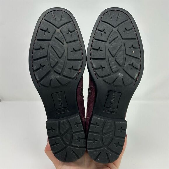 Born Women's Burgundy Red Purple Suede Ankle Boots Size 8M Boho Casual Buckle - Picture 11 of 14